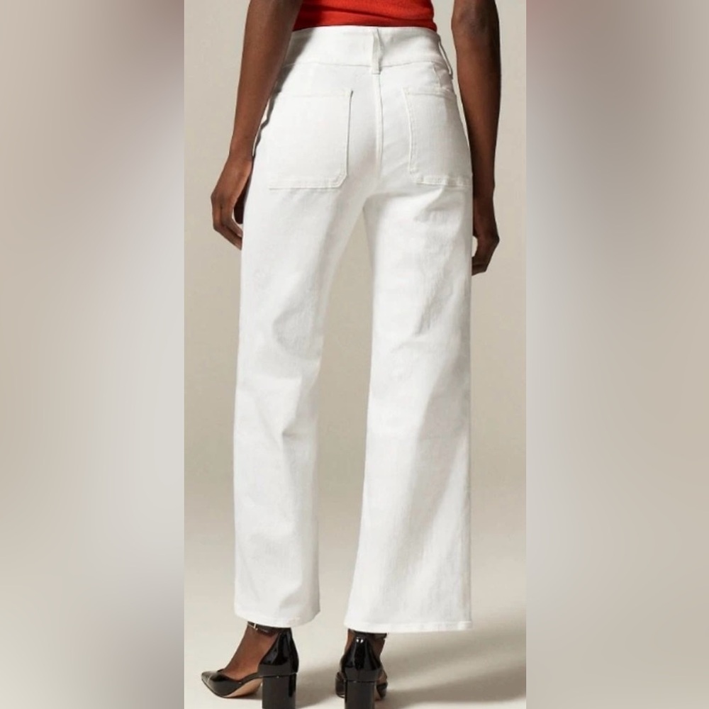 J.Crew Slim-Wide Jean Womens Size 27 White Denim Stacked Buttons Stretch New - Picture 2 of 10
